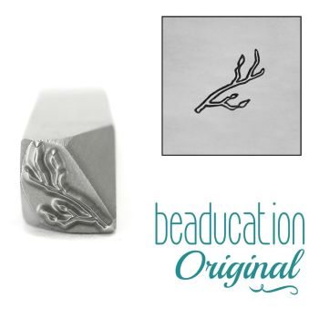 DS958 Branch / Stick with Buds Pointing Right Metal Design Stamp, 8.2mm - Beaducation Original