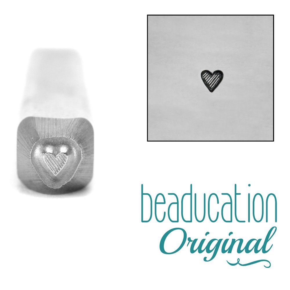 425 Tall Lined Heart Beaducation Original Design Stamp 2 mm