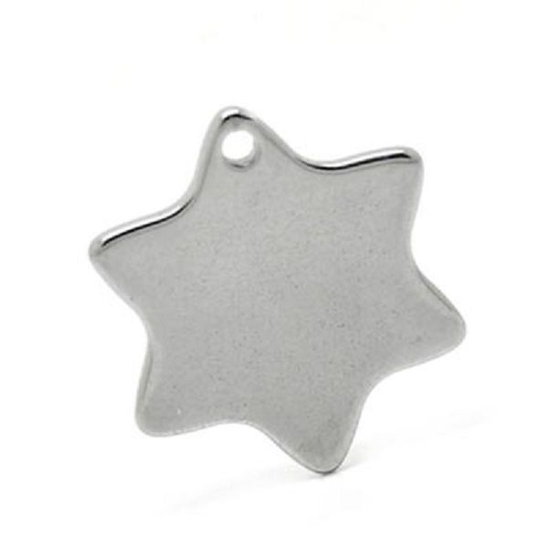 STAINLESS STEEL BLANK - STAR - SILVER TONE 20mm( 6/8") x 18mm( 6/8") Pack of 5