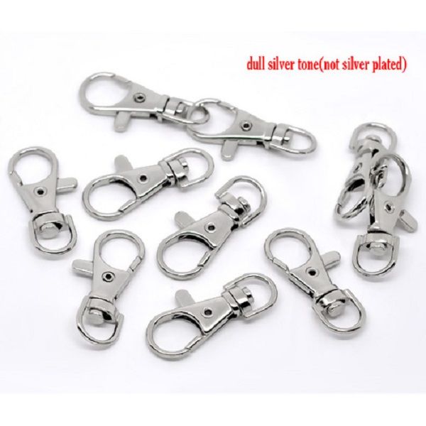 SILVER TONE - LOBSTER SWIVEL CLASP - PACK OF 10 - small