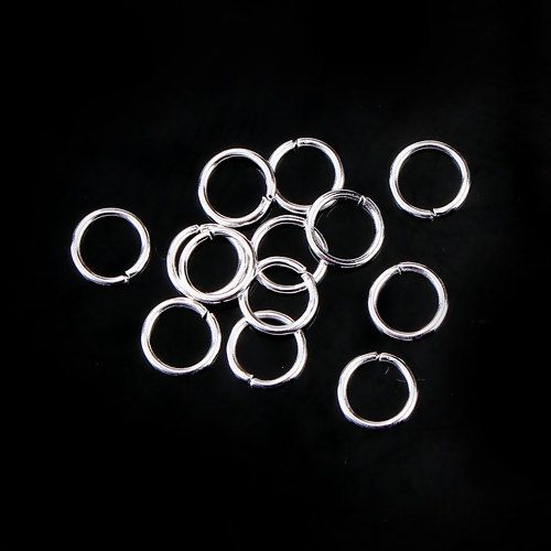 0.9mm Zinc Based Alloy Opened Jump Rings Round Silver Tone 8mm Diameter 200