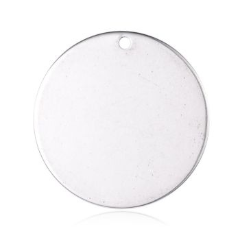 STAINLESS STEEL BLANK WITH HOLE - ROUND - 28 MM DIAMETER - 2MM THICK 