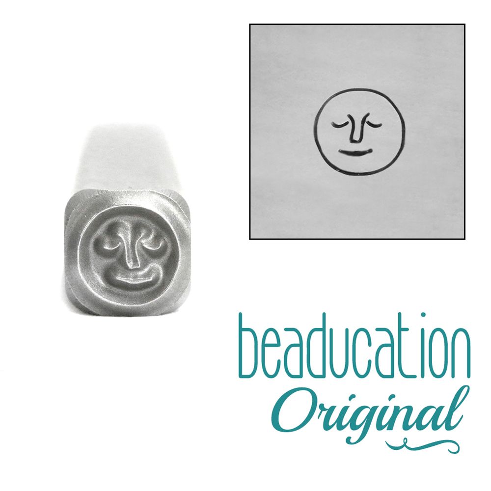 Full Moon with Face Metal Design Stamp 5 mm - Beaducation Original