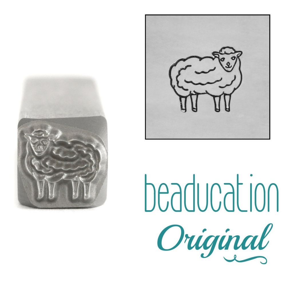 DSS1084 Sheep Facing Right Beaducation Original Design Stamp 8 mm