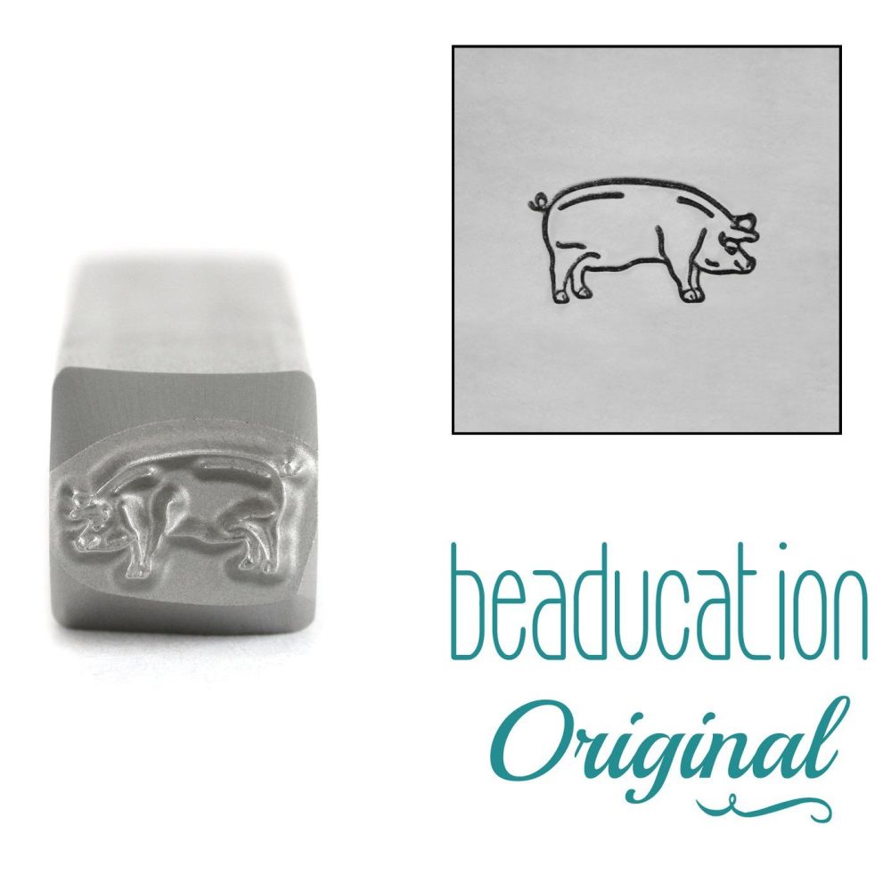 1083 Pig Facing Right Beaducation Original Design Stamp 8 mm