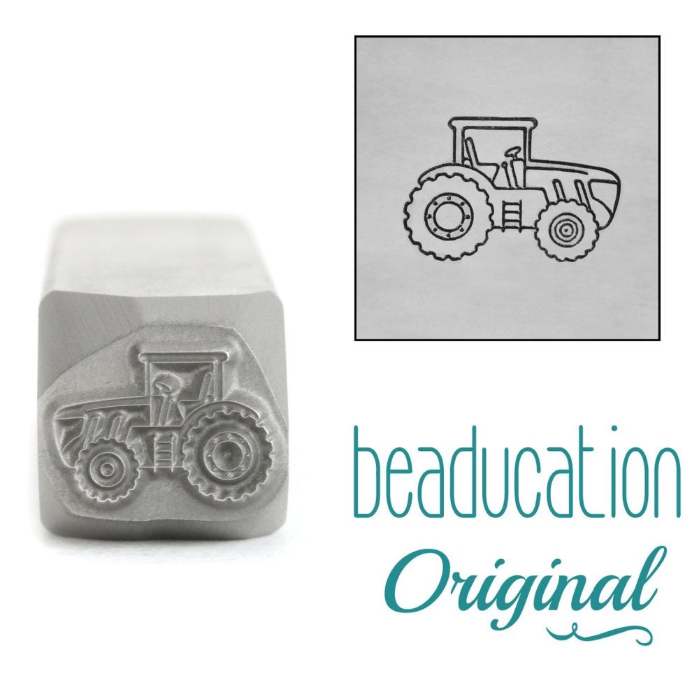 1086 Tractor Facing Right Beaducation Original Design Stamp 11 mm