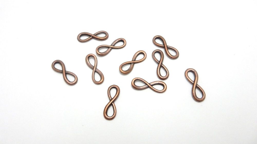 Infinity Charm Pendants red copper 24mm Pack Of 10
