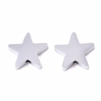 STAINLESS STEEL  STAR BEAD - 9mmX10mmX 3mm  STAMPING BLANK - SILVER - HOLE 2MM - 1 PIECE
