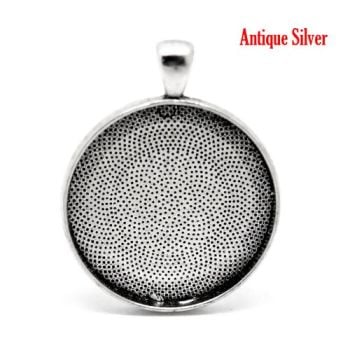 30 mm round setting pendant antique silver 
