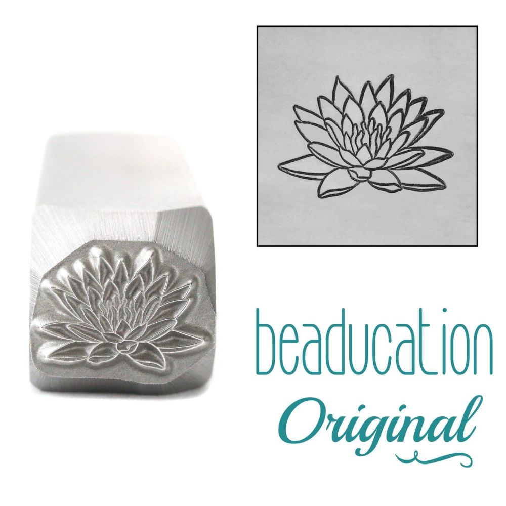 DSS1098 Water Lily Metal Design Stamp, July Birth Month Flower, 11mm - Bead