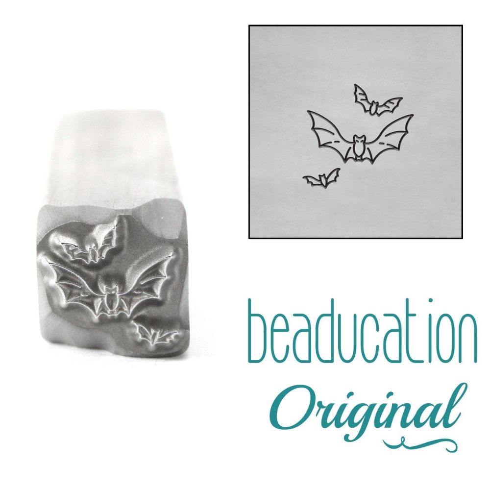 DSS1133 Three Bats Metal Design Stamp, 8mm - Beaducation Original