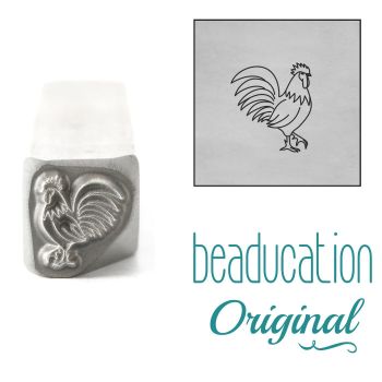 DSS1124 Rooster Facing Right Metal Design Stamp, 7mm - Beaducation Original