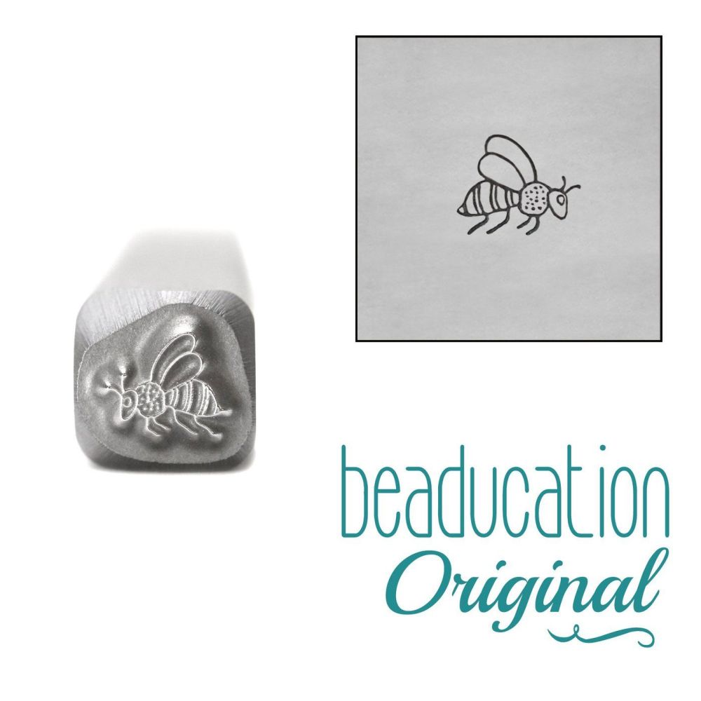 DSS1053 Bee Flying Right Metal Design Stamp, 4.5mm - Beaducation Original