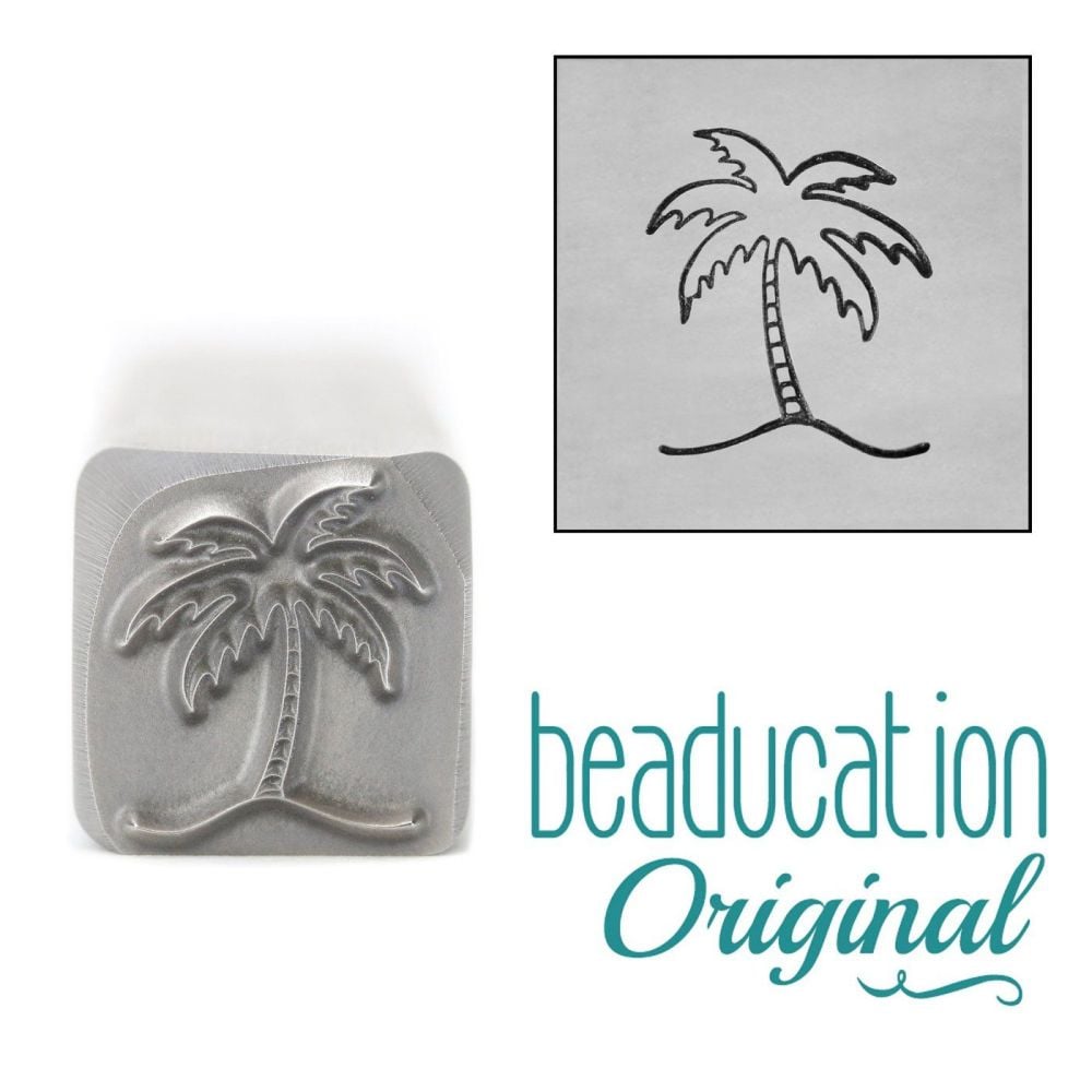 DSS1067 Palm Tree Leaning Right Metal Design Stamp, 11mm - Beaducation Orig