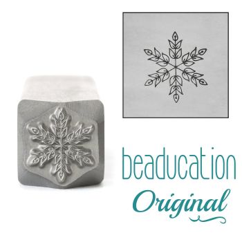 DSS1156 Leaf Snowflake Metal Design Stamp, 10mm - Beaducation Original