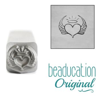 DS837 Heart with Wings and Halo Metal Design Stamp, 8mm - Beaducation Original