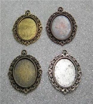 Oval pendant setting tray bezels for 18 x 25 mm x 50 bronze or gold