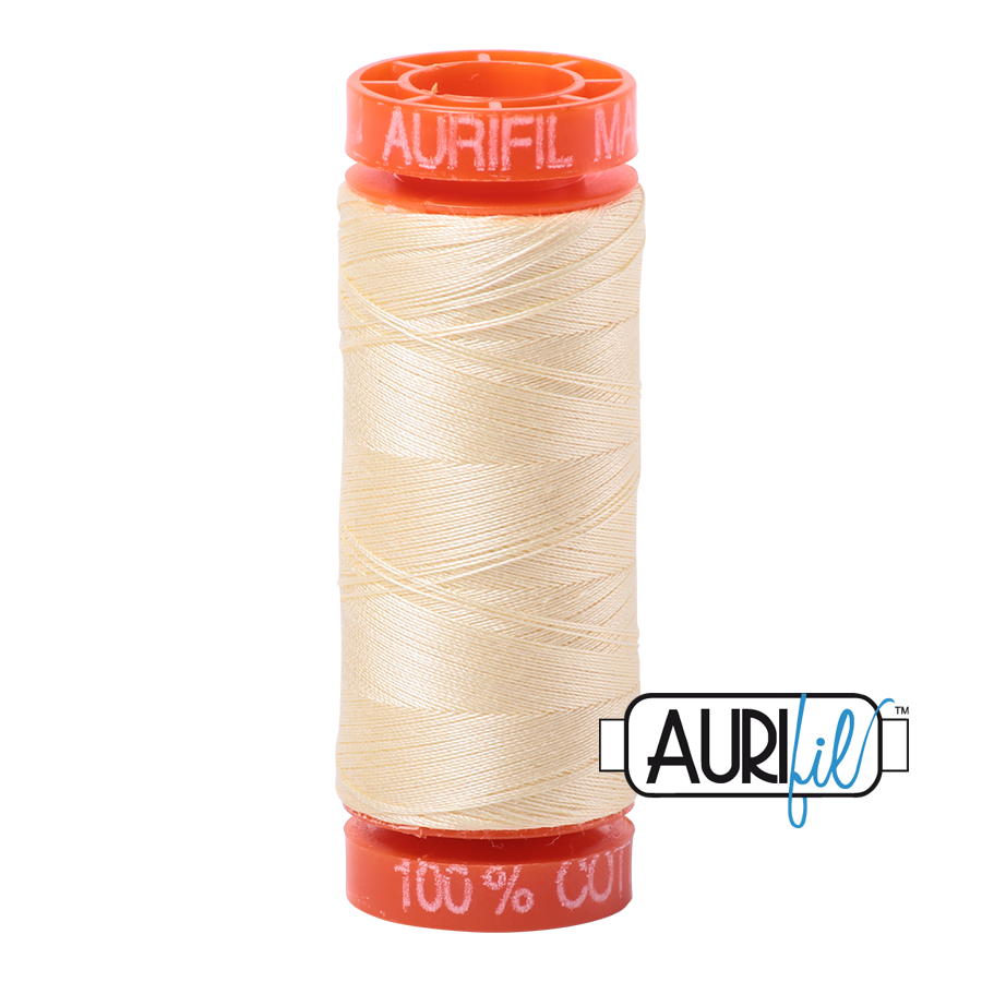 Aurifil ~ 50 wt Cotton ~ 2110 ~ Light Lemon Small Spool
