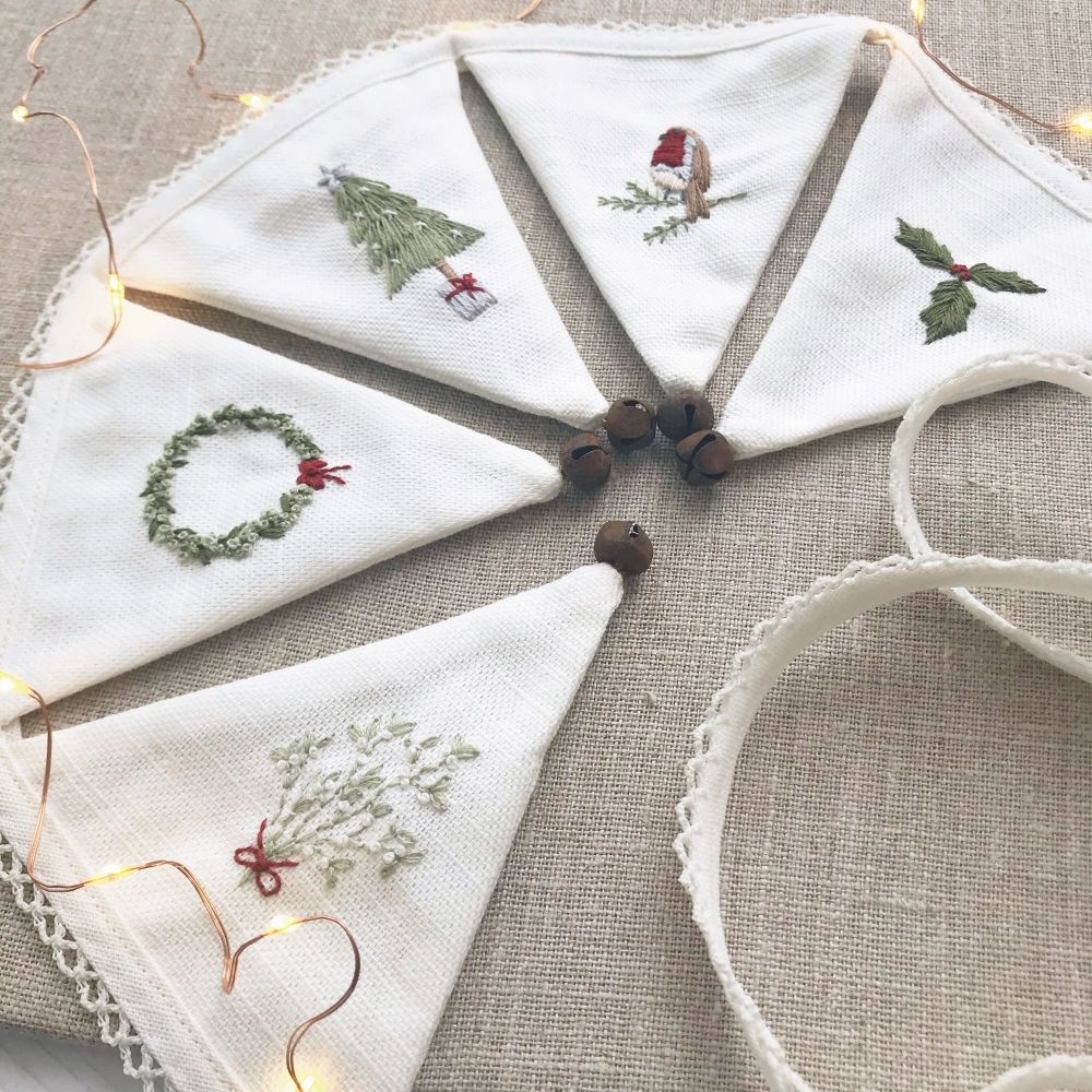'Embroidered Christmas Mini Bunting' Kit and Pattern