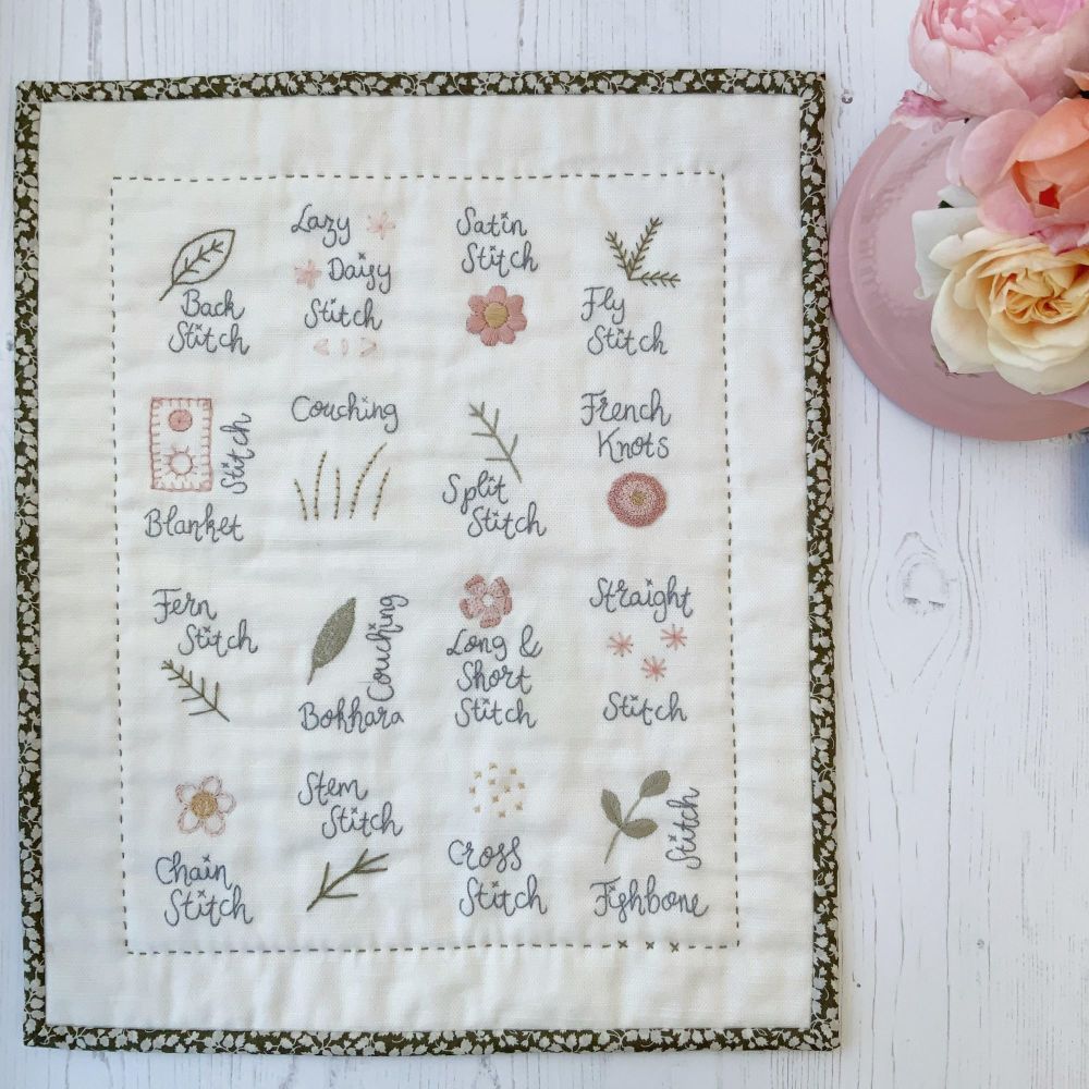 'Sarah's Favourite Hand Embroidery Stitches Sampler' Mini Quilt Kit