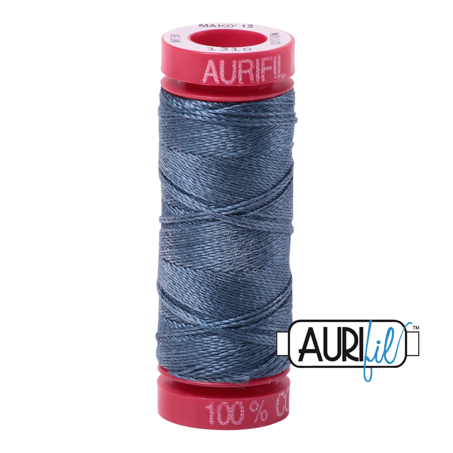 Aurifil ~ 12wt Thread ~ 1310 ~ Medium	Blue Grey