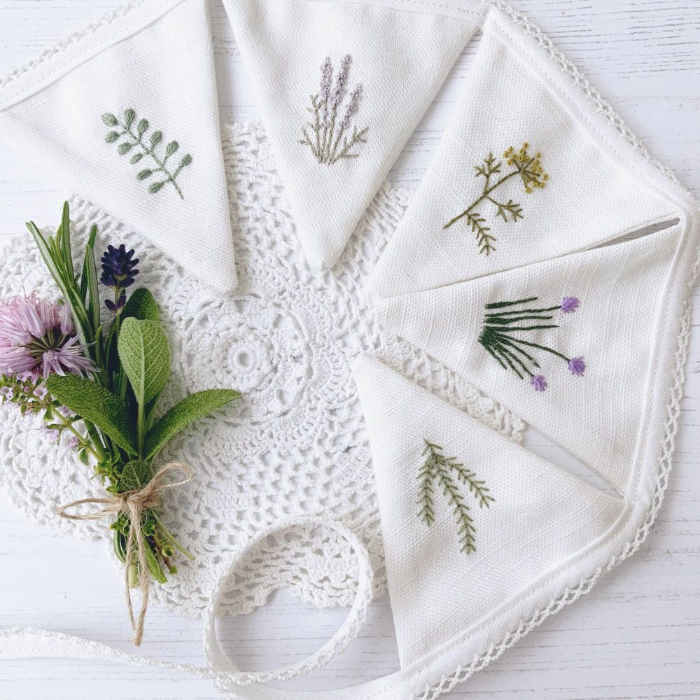 'Embroidered Garden Herb Mini Bunting' Kit