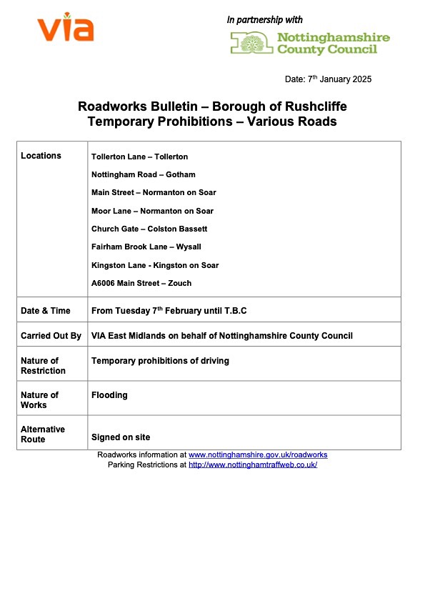 roadworks jan 25