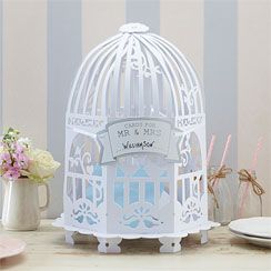 Vintage Lace Birdcage Wedding Card Holder - White or Ivory