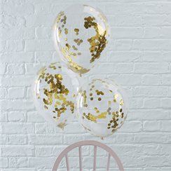 Pick & Mix Gold, Pink or Silver Confetti Balloons - 12