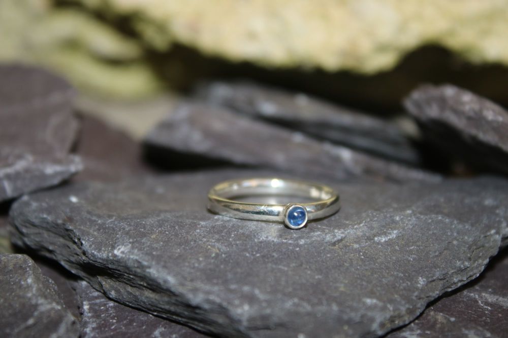 Sapphire, silver ring.