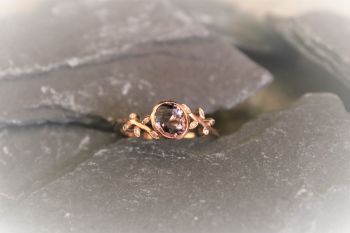 9ct rose gold, Purple spinel and Diamond ring.