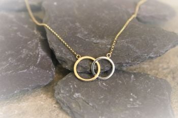 9ct yellow and white gold ring necklace