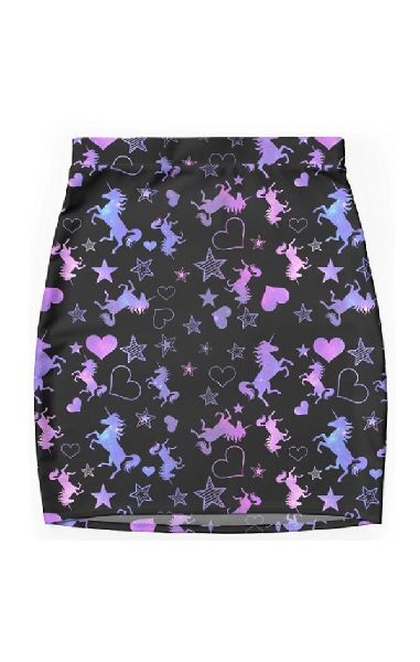 Unicorn Galaxy Print Pencil Skirt