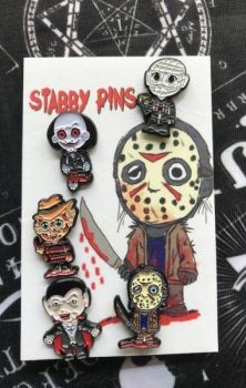 Stabby Pins Horror 5 Pack Enamel Pins