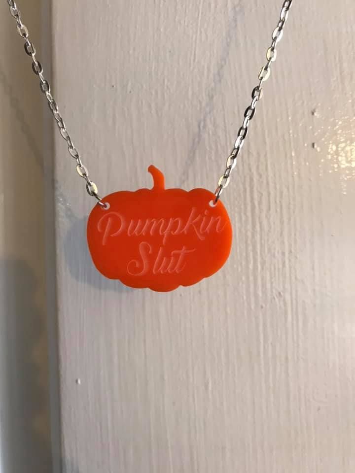 Pumpkin Slut Small Etched Necklace