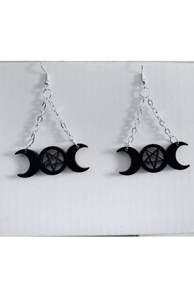 Triple Moon Earrings Black