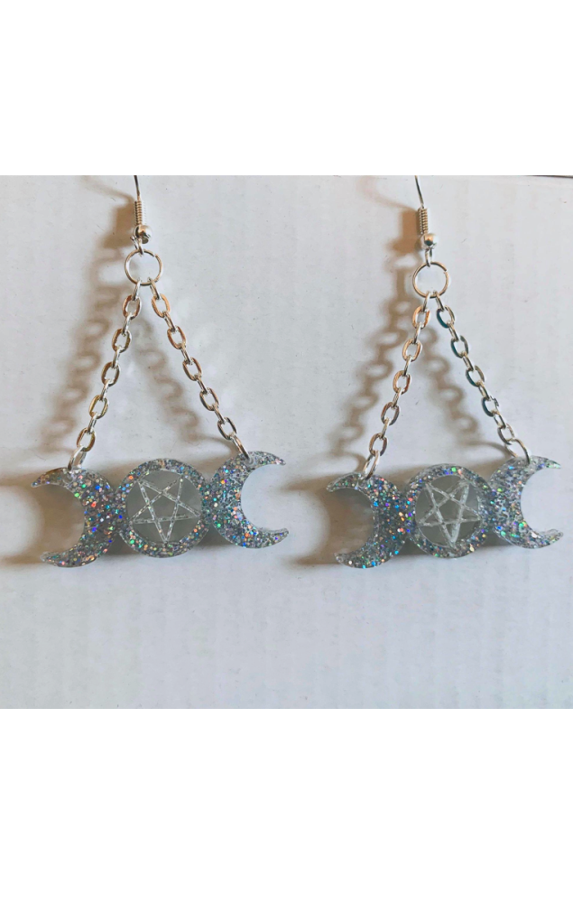 Triple Moon Earrings Glitter
