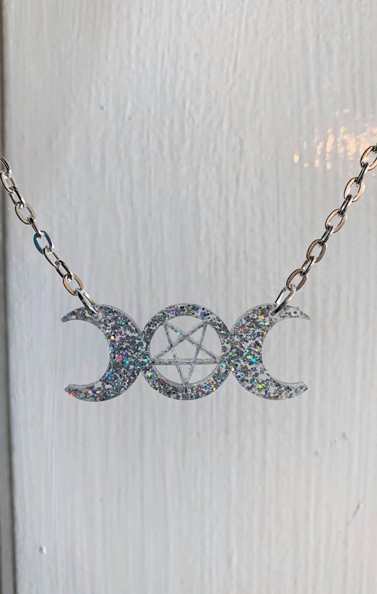 Triple Moon Necklace Glitter