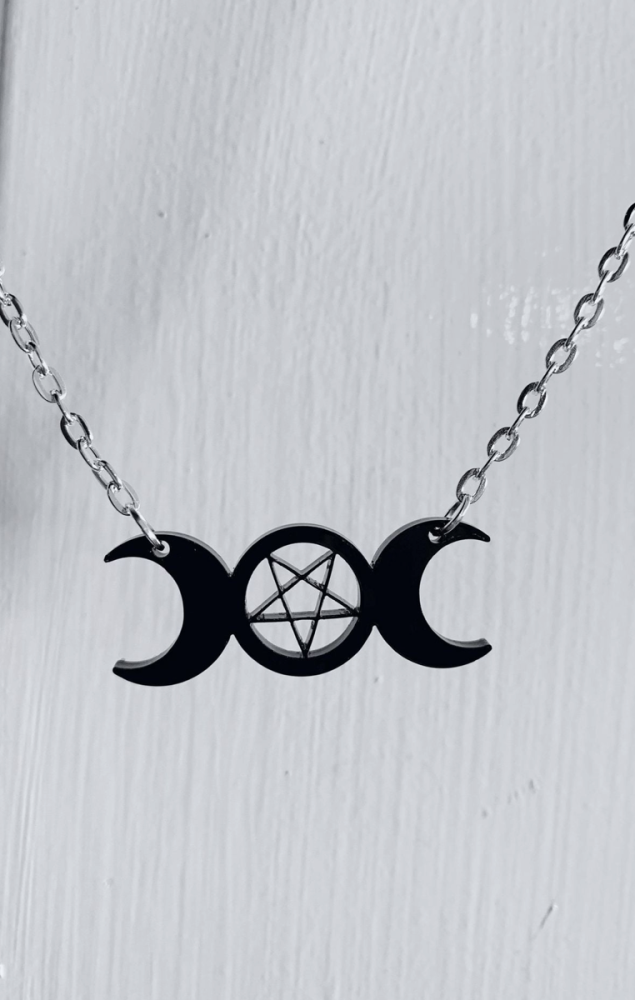 Triple Moon Necklace Black