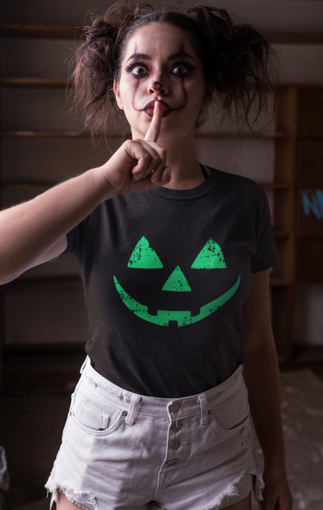 Pumpkin Face Tshirt Green
