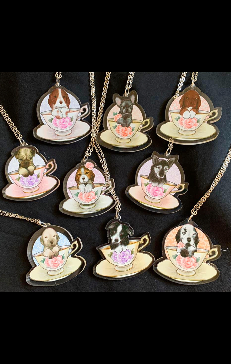 Puppy Teacup Necklace - Choose your breed