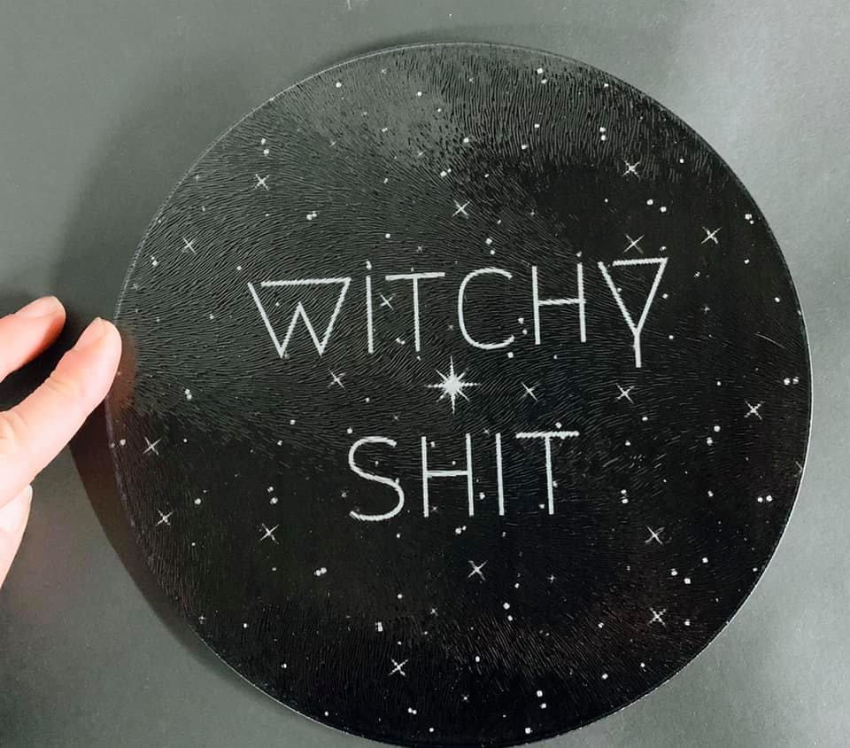 Witchy Shit Glass Chopping Board #406