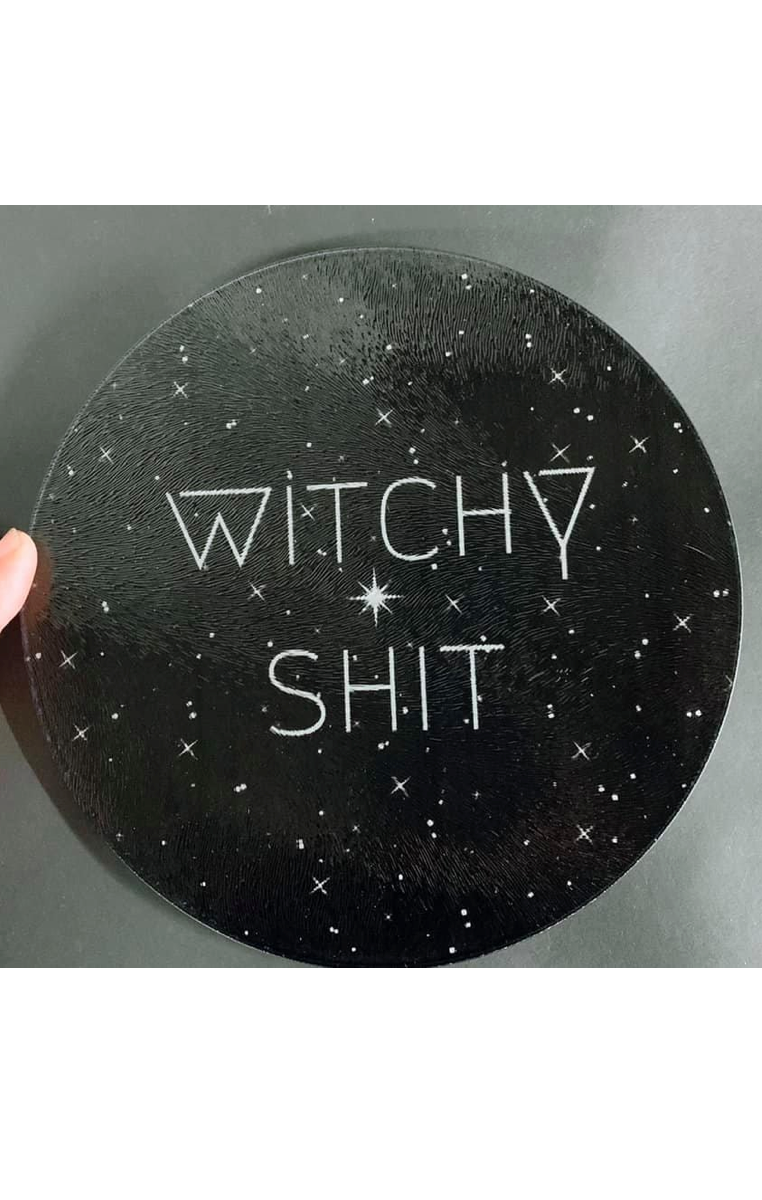Witchy Shit Glass Chopping Board