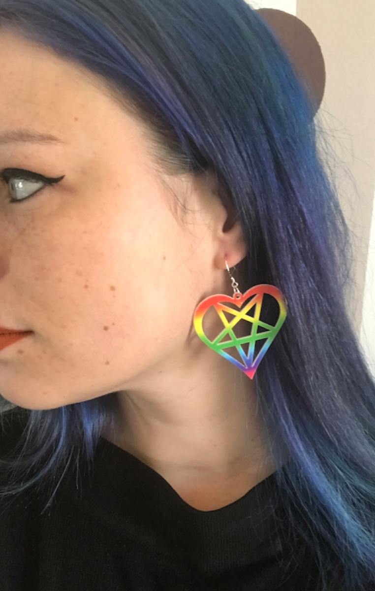 Heart Pentagram Rainbow Earrings