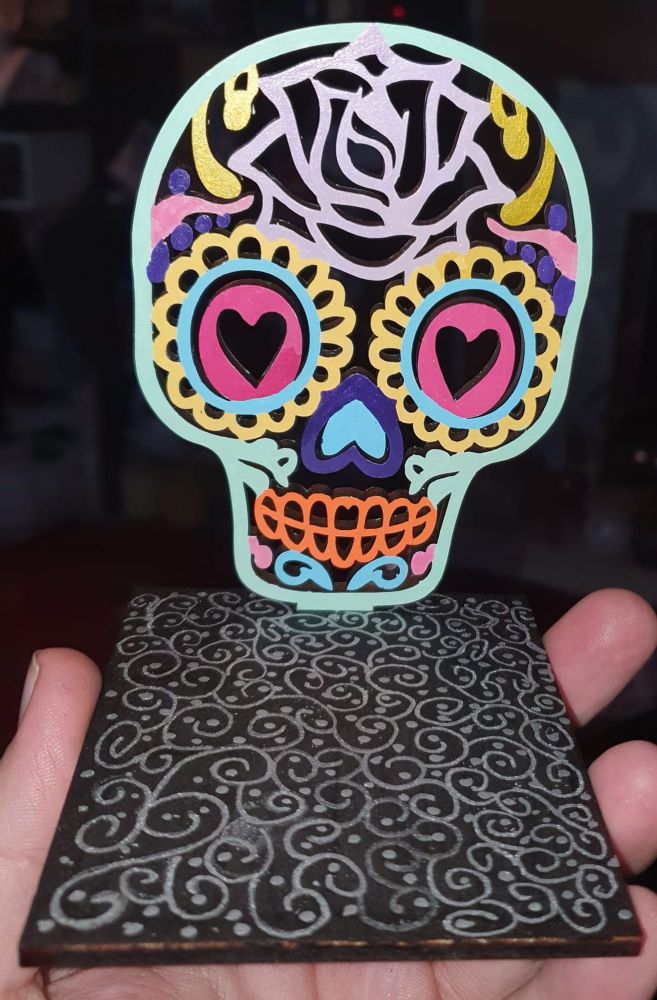 Sugar Skull Shadow Candle Holder