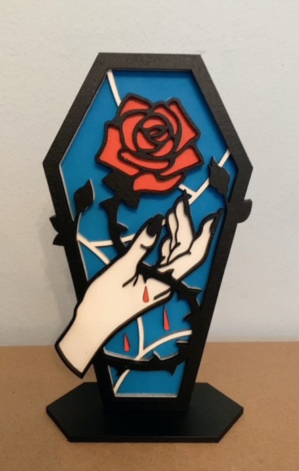 Rose Coffin Art Freestanding
