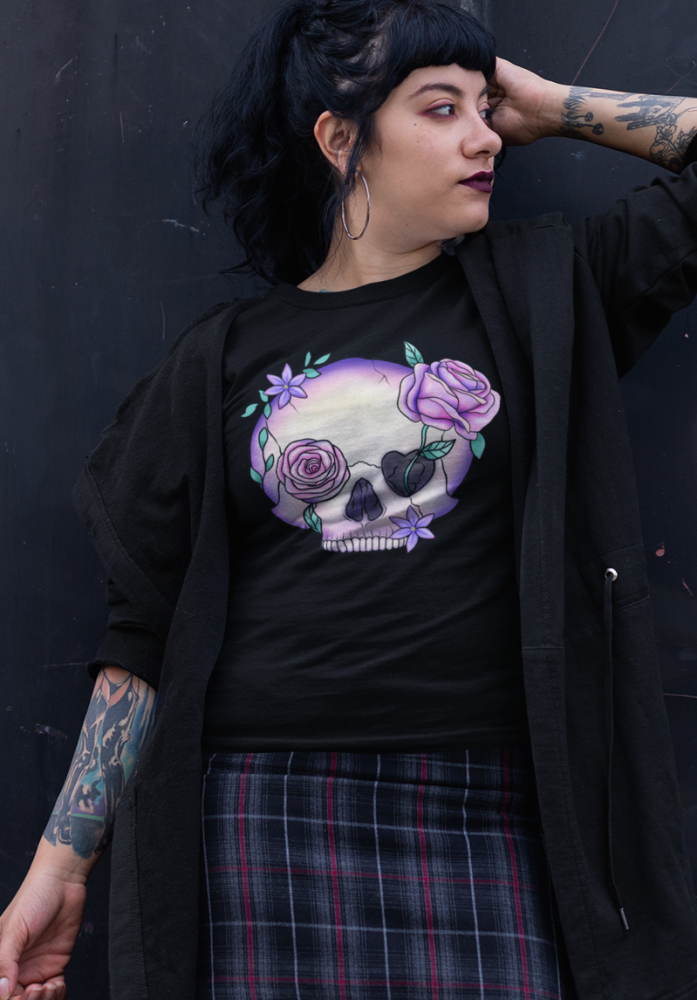 Kawaii Floral Skull T Shirt