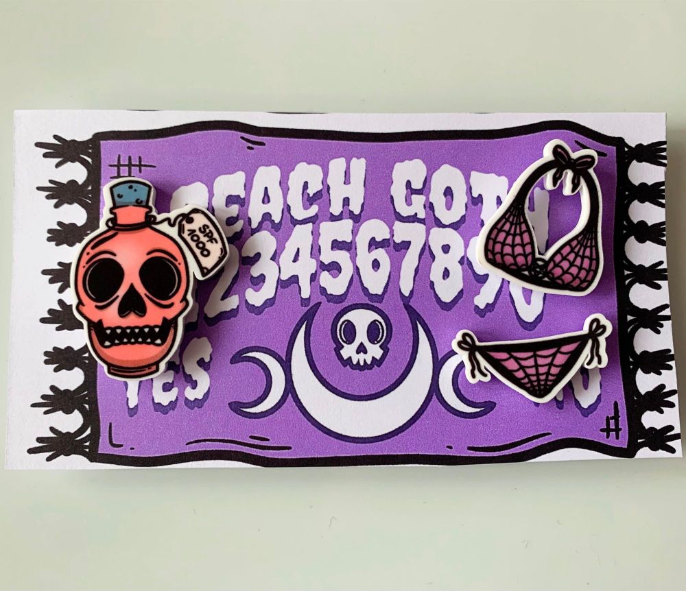 Beach Goth Pin Badge Set