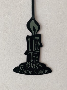 Black Flame Candle Shaped Sign