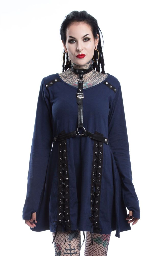 Olivia dress navy by Poizen industries RRP £34.99